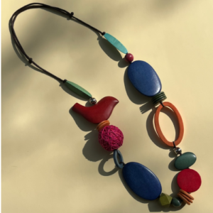 Color Pop Bead Wood Necklace