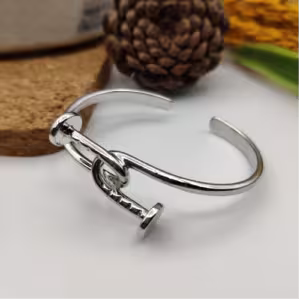 Silver Nail Knot Cuff Bracelet
