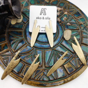 Golden Blue Fan Drop Earrings