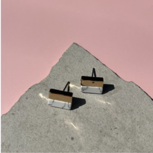 White Bar Stud Earrings