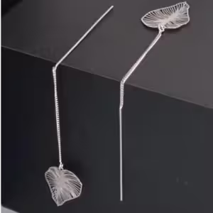 Silver Needle Drop Earrings