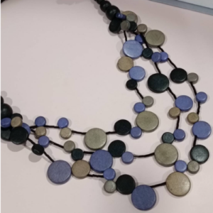 Blue Grey Disc Layer Necklace