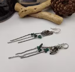 Silver Leaf Tassel Earrings