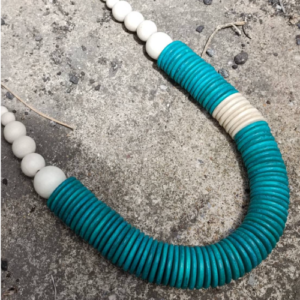 Turquoise White Disc Necklace