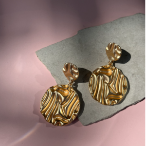 Gold Textured Disc Earrings