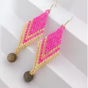 Hot Pink Nazar Drop Earrings
