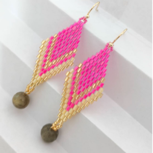 Hot Pink Nazar Drop Earrings