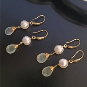 Pearl Green Crystal Drop Earrings
