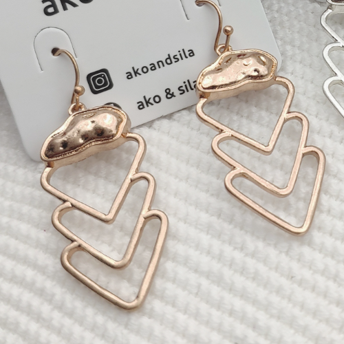 Rose Golden Tiered Heart Earrings
