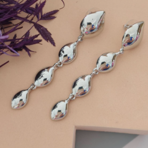 Silver Wavy Stud Earrings