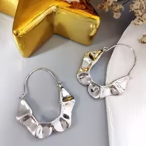 Silver Sculpted Hoop Earrings