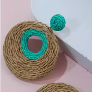 Natural Turquoise Woven Disc Earrings