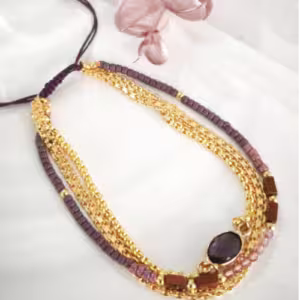 Purple Double Strand Beaded Bracelet