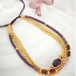 Purple Double Strand Beaded Bracelet
