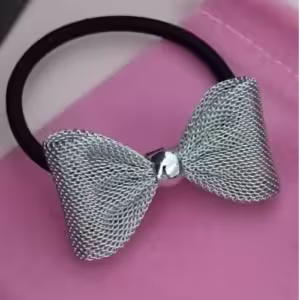 Silver Mesh Bow Clip