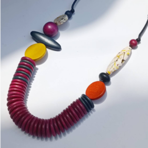 Magenta Disc Statement Necklace