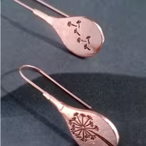 Rose Gold Engraved Bar Earrings
