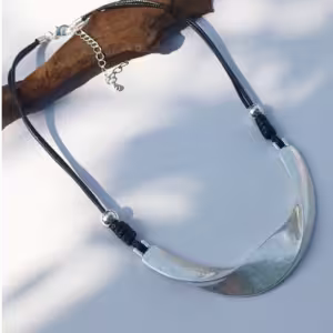 Silver Curved Bar Necklace