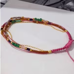 Pink Multicolor Beaded Wrap Bracelet