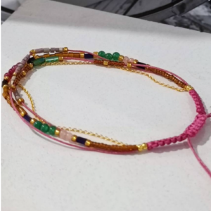 Pink Multicolor Beaded Wrap Bracelet