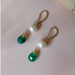 Pearl Green Drop Earrings