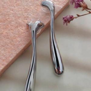 Silver Long Bar Drop Earrings