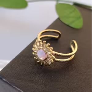 Opal Pink Sunburst Ring