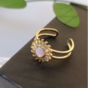 Opal Pink Sunburst Ring
