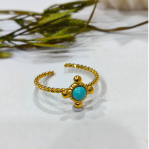 Aqua Round Stone Ring