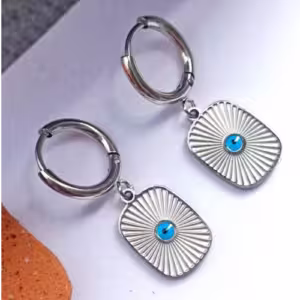 Silver Evil Eye Drop Earrings