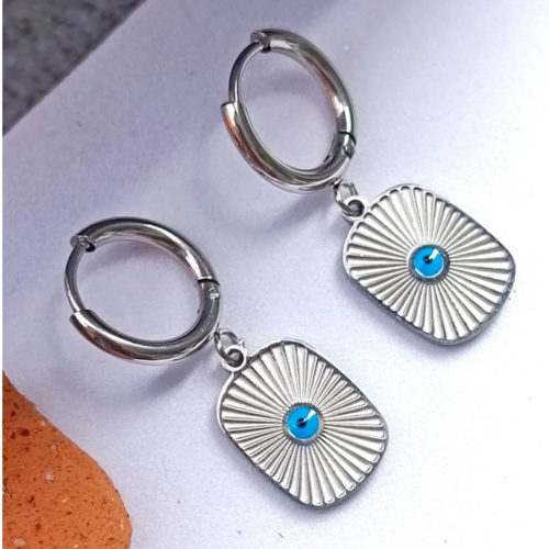 Silver Evil Eye Drop Earrings