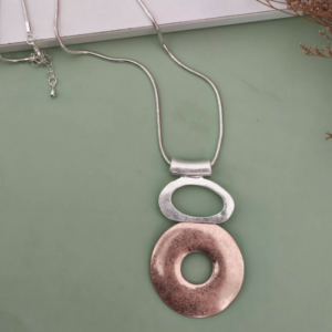 Silver Organic Plate Statement Necklace
