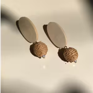 Natural Oval Woven Earrings