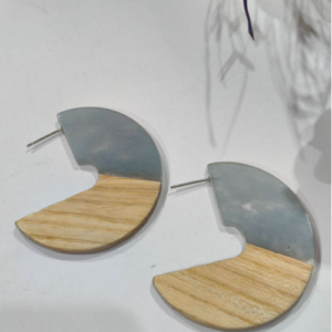 Slate Blue Acrylic Crescent Earrings