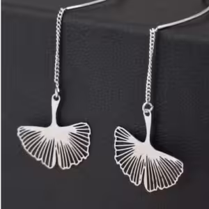 Silver Ginkgo Drop Earrings