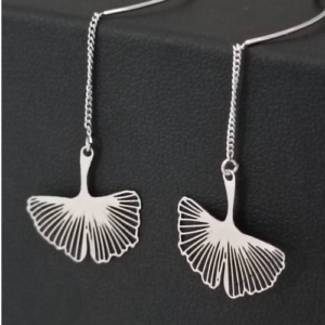 Silver Ginkgo Drop Earrings