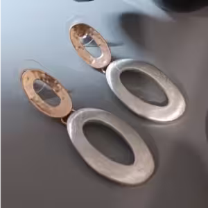 Mixed Metal Oval Drop Earrings