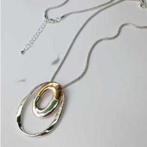Rose Gold Abstract Oval Necklace