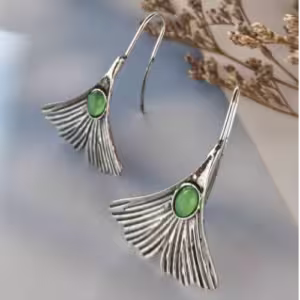 Green Fan Earrings