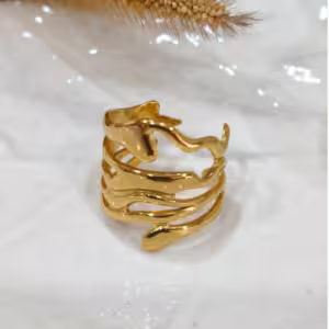 Gold Wave Band Open Ring