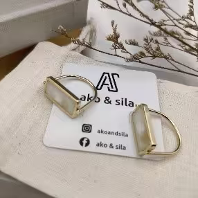 White Rectangle Open Ring