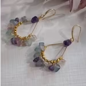 Multicolor Stone Hoop Earrings