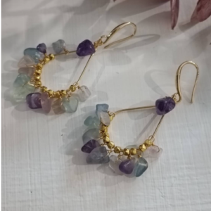 Multicolor Stone Hoop Earrings