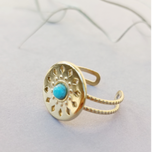 Gold Turquoise Sun Ring