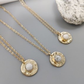 White Stone Halo Necklace