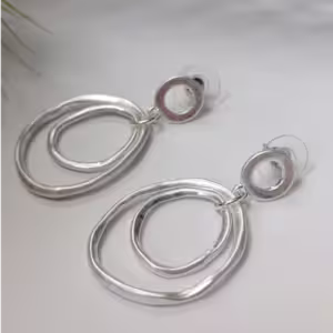 Silver Double Oval Earrings