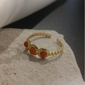 Red Triple Stone Ring