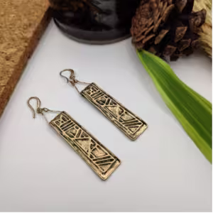 Gold Tribal Bar Earrings