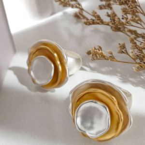 Golden White Flower Ring