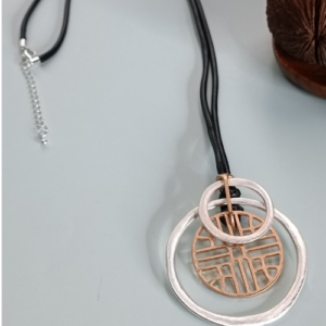 Mixed Metal Circle Pendant Necklace